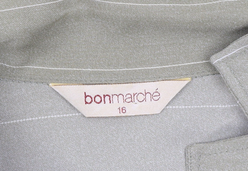 Bonmarché Women’s Green Striped Button-Up Tunic Shirt Size 16
