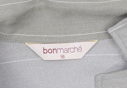 Bonmarché Women’s Green Striped Button-Up Tunic Shirt Size 16