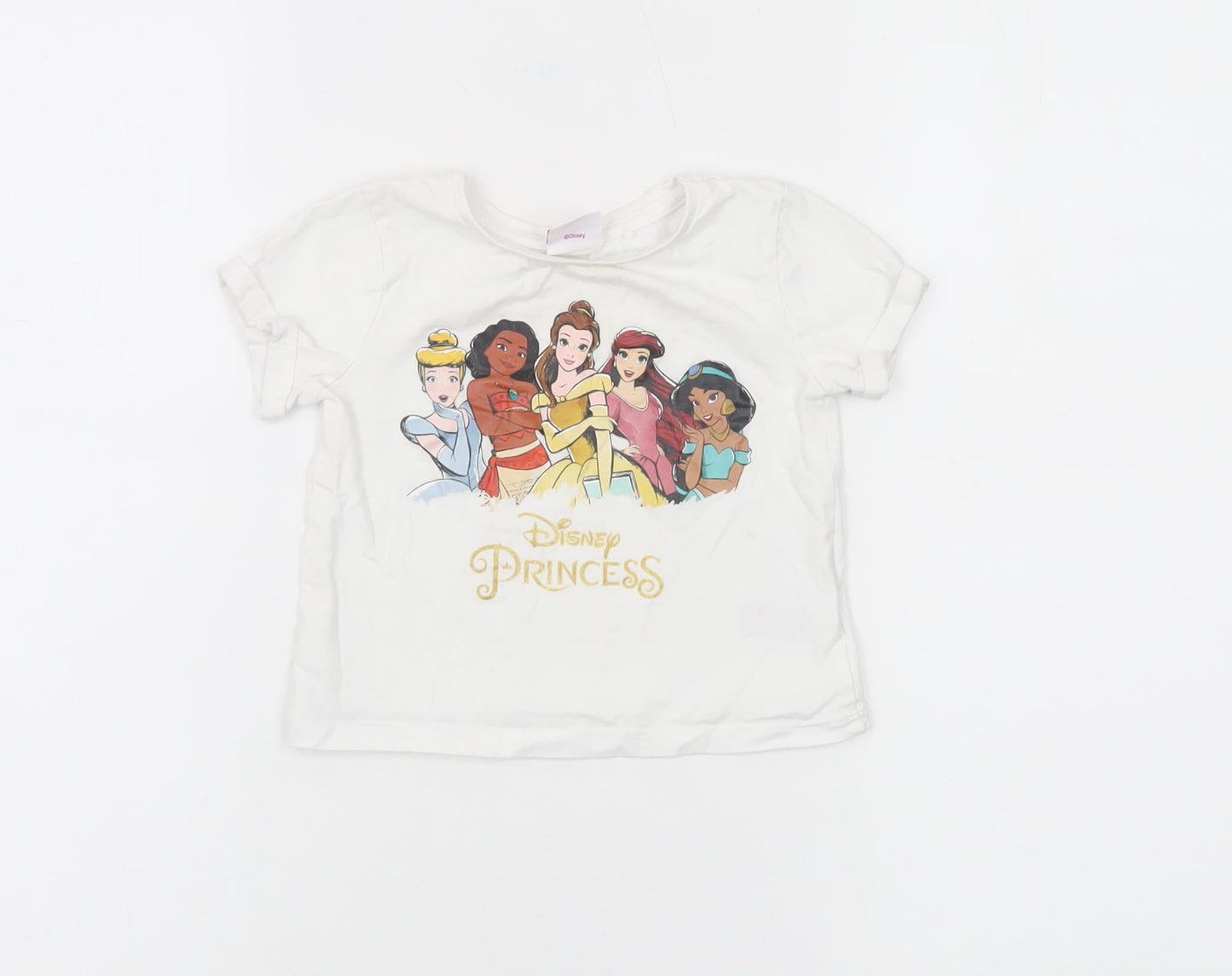M&Co Girls Ivory Disney Princess T-Shirt 18-24 Months Short Sleeve