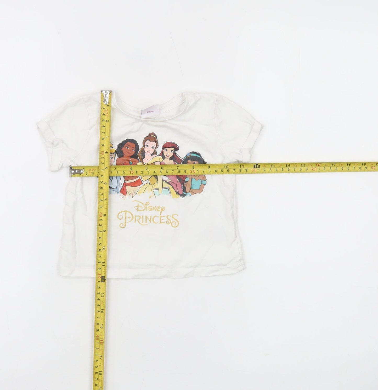 M&Co Girls Ivory Disney Princess T-Shirt 18-24 Months Short Sleeve