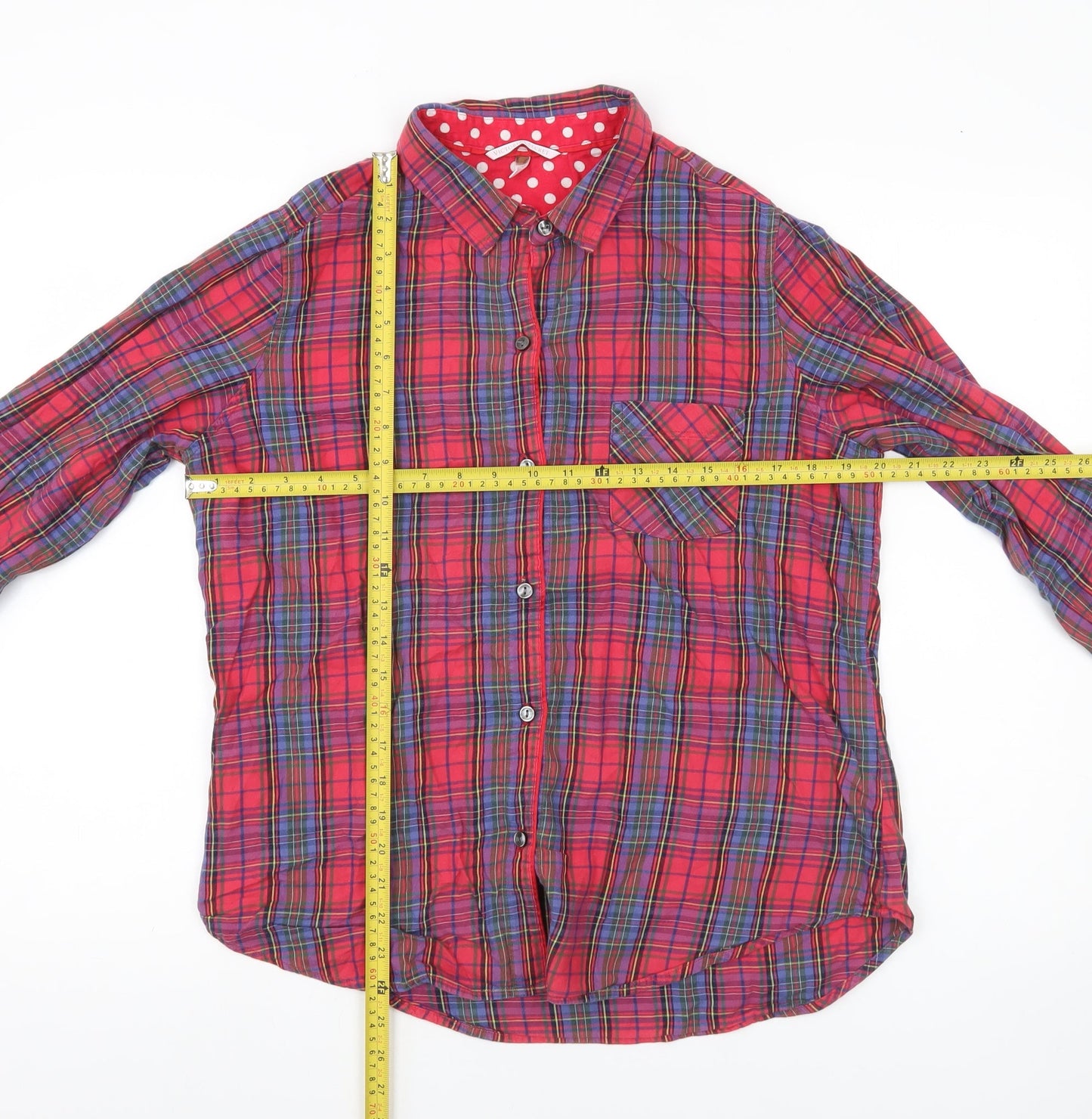 Victoria's Secret Women's Red Plaid Cotton Button-Up Shirt Size M