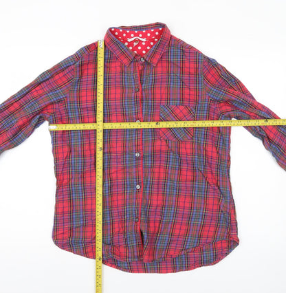 Victoria's Secret Women's Red Plaid Cotton Button-Up Shirt Size M