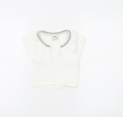 Urban Outfitters Women’s White XS Cropped Henley T-Shirt