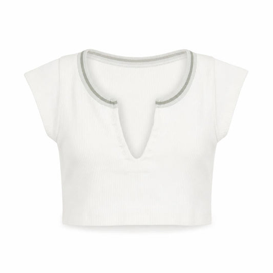 Urban Outfitters Women’s White XS Cropped Henley T-Shirt