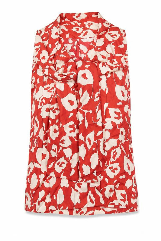 Nicole Farhi Womens Red Silk Floral Cowl Neck Blouse UK12