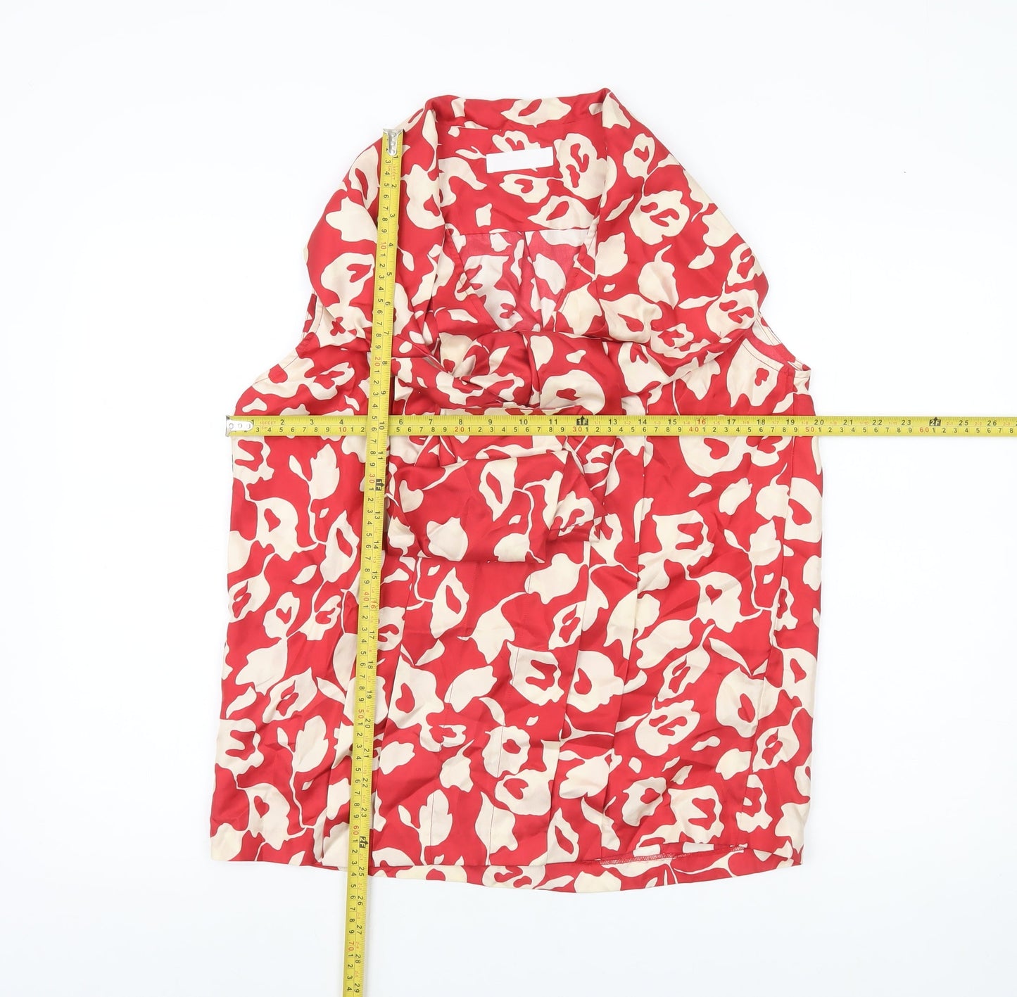 Nicole Farhi Womens Red Silk Floral Cowl Neck Blouse UK12