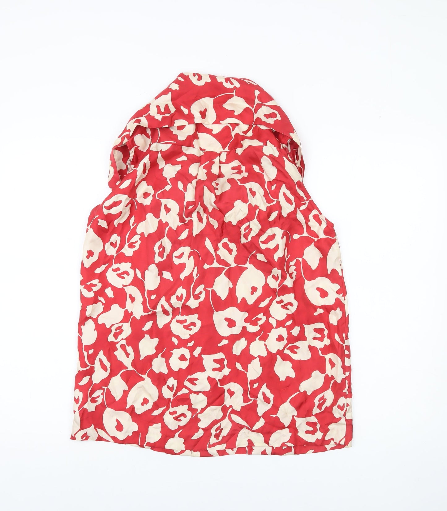 Nicole Farhi Womens Red Silk Floral Cowl Neck Blouse UK12