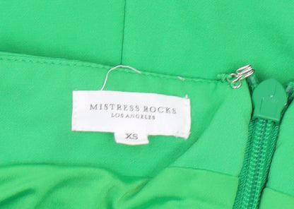 Mistress Rocks Women’s Green XS Bodycon Off Shoulder Ruched Dress
