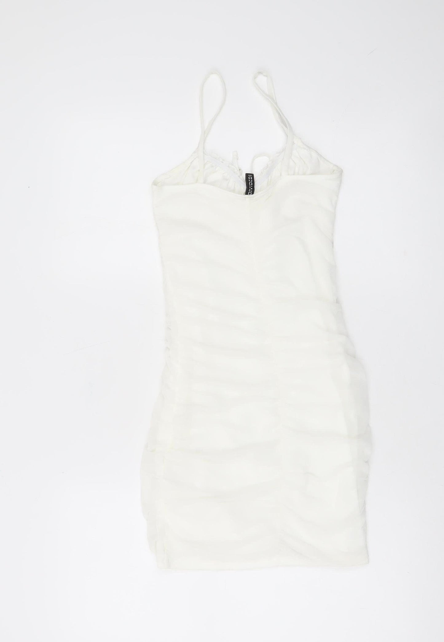 H&M Divided Women’s White XS Bodycon Mini Dress Ruched Scoop Neck