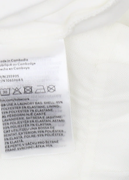 H&M Divided Women’s White XS Bodycon Mini Dress Ruched Scoop Neck