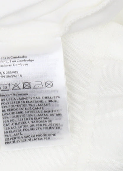 H&M Divided Women’s White XS Bodycon Mini Dress Ruched Scoop Neck