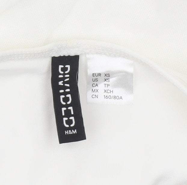 H&M Divided Women’s White XS Bodycon Mini Dress Ruched Scoop Neck