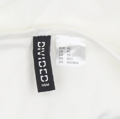 H&M Divided Women’s White XS Bodycon Mini Dress Ruched Scoop Neck