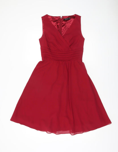 Amelia Collection Women Red Size 6 A-Line Sleeveless Knee Dress