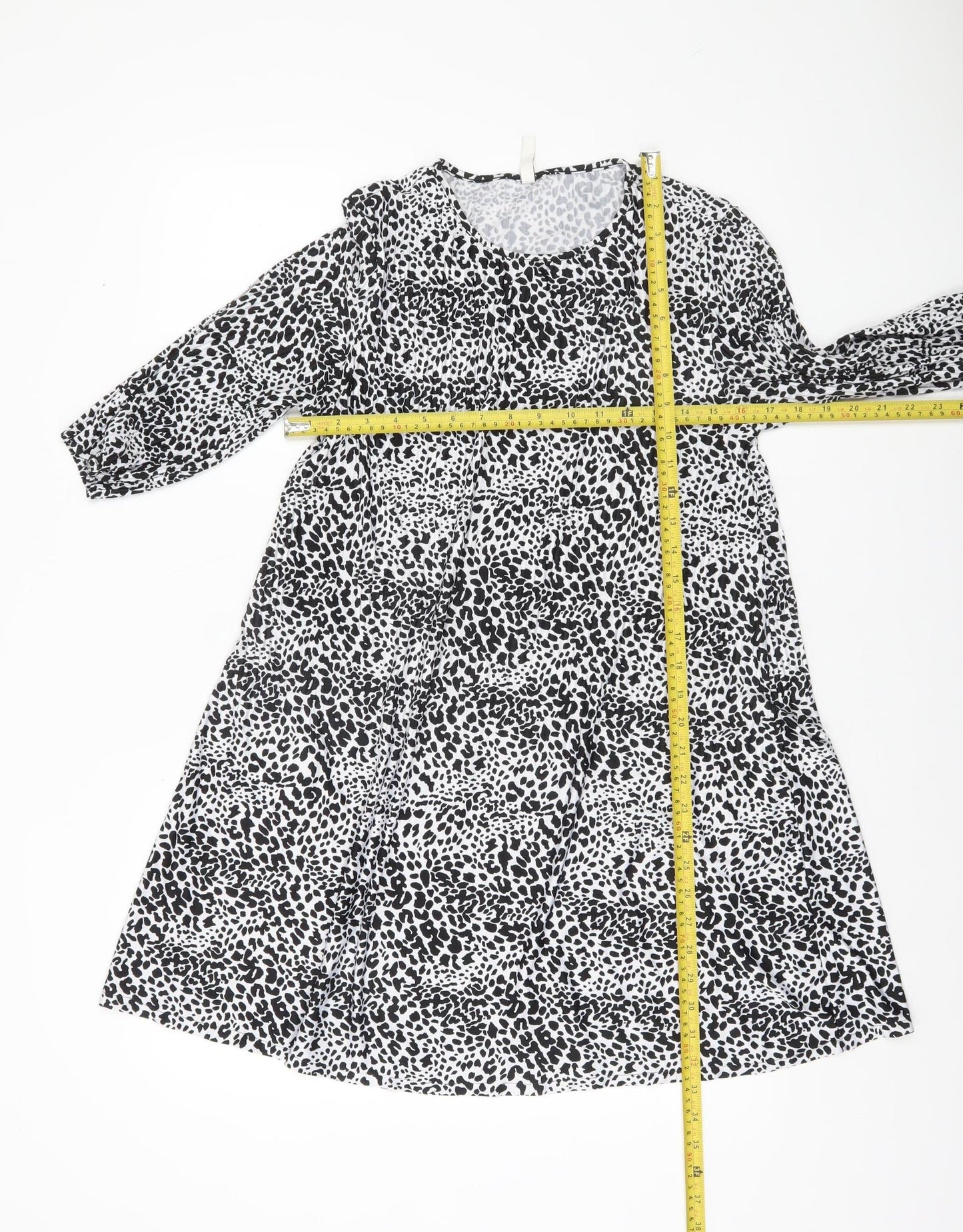 Stradivarius Women’s Black Animal Print A-Line Dress Size 10