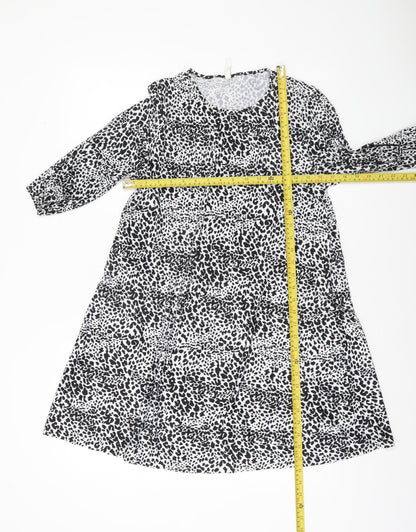 Stradivarius Women’s Black Animal Print A-Line Dress Size 10