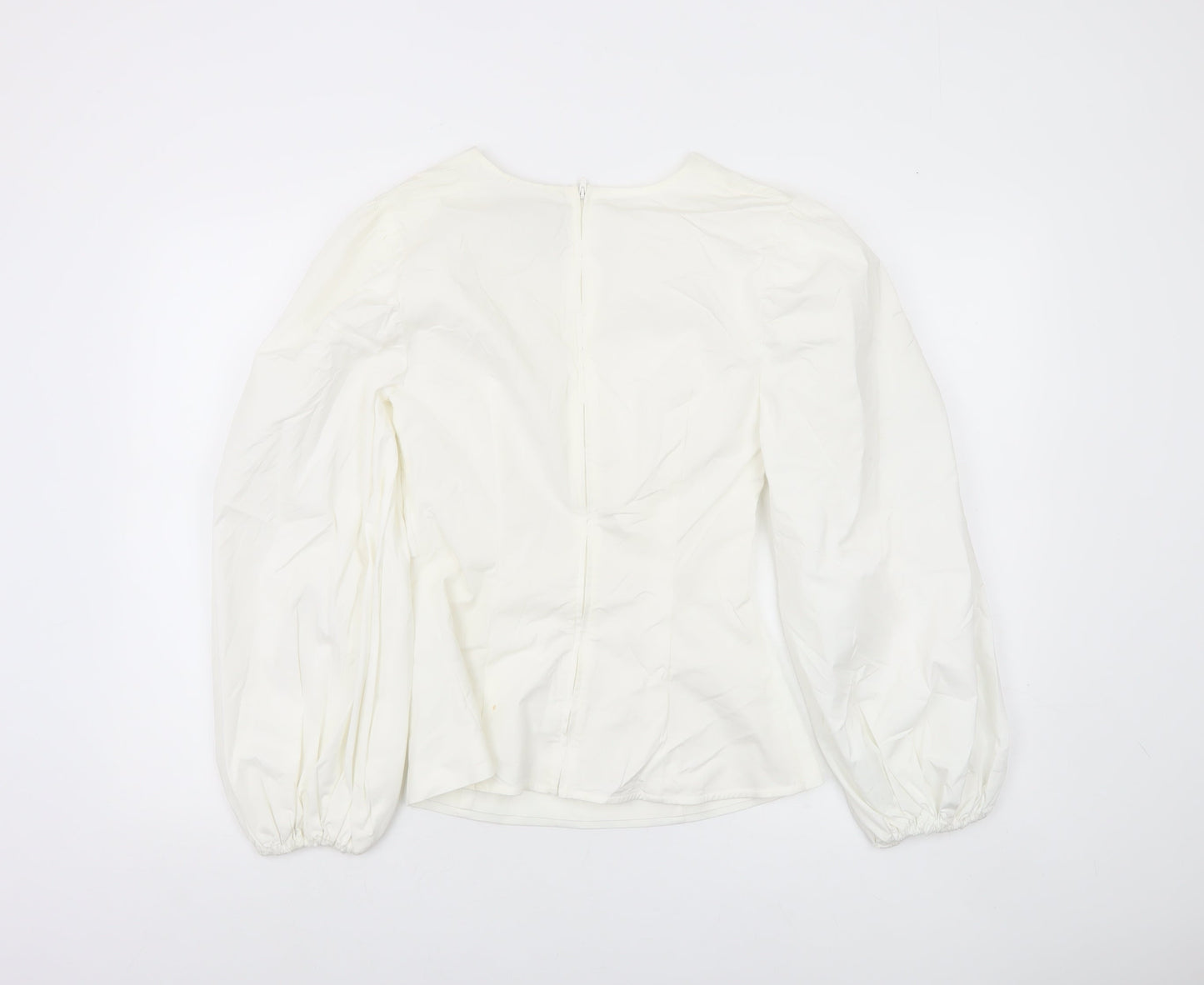 C/MEO Collective Women White Size 10 Puff Sleeve V-Neck Blouse