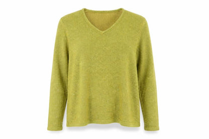 Marks & Spencer Womens Green Sequin V-Neck Jumper Size 14