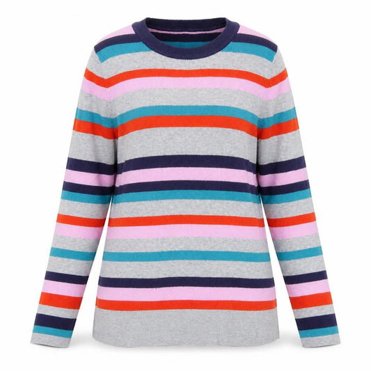 Oasis Women’s Multicoloured Striped Crew Neck Cotton Jumper XS