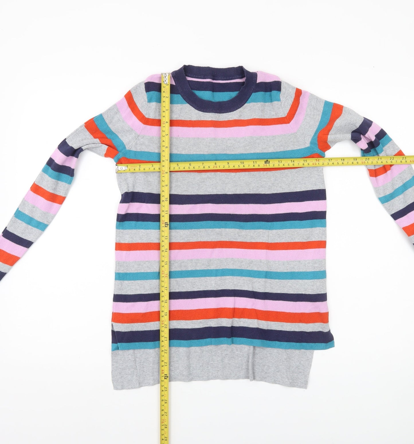 Oasis Women’s Multicoloured Striped Crew Neck Cotton Jumper XS