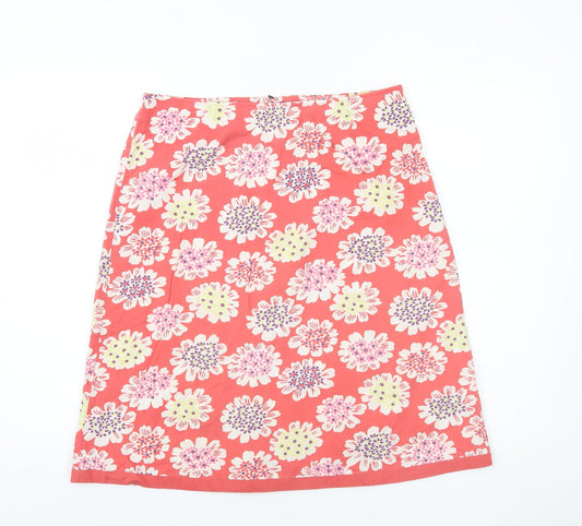 Boden Women’s Pink Floral Cotton Knee Length Pencil Skirt Size 12