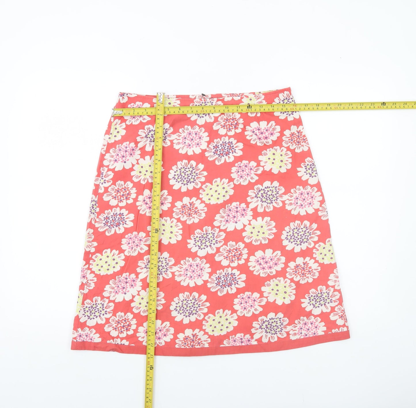 Boden Women’s Pink Floral Cotton Knee Length Pencil Skirt Size 12