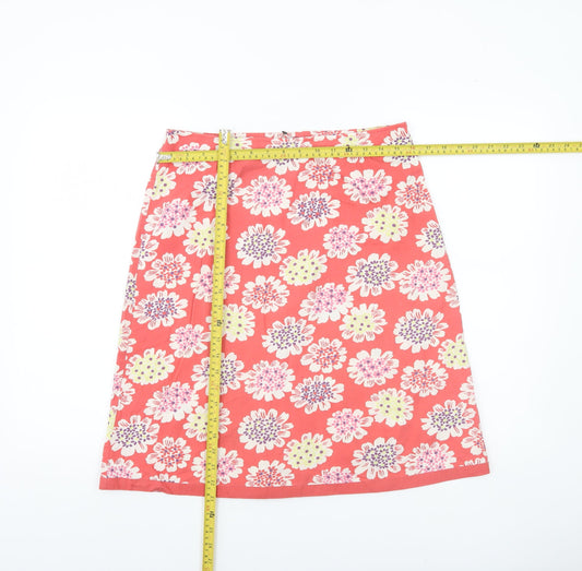 Boden Women’s Pink Floral Cotton Knee Length Pencil Skirt Size 12