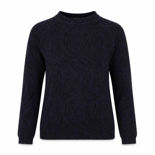 Whistles Womens Black Animal Print Jumper Size 8 Cotton Crew Neck