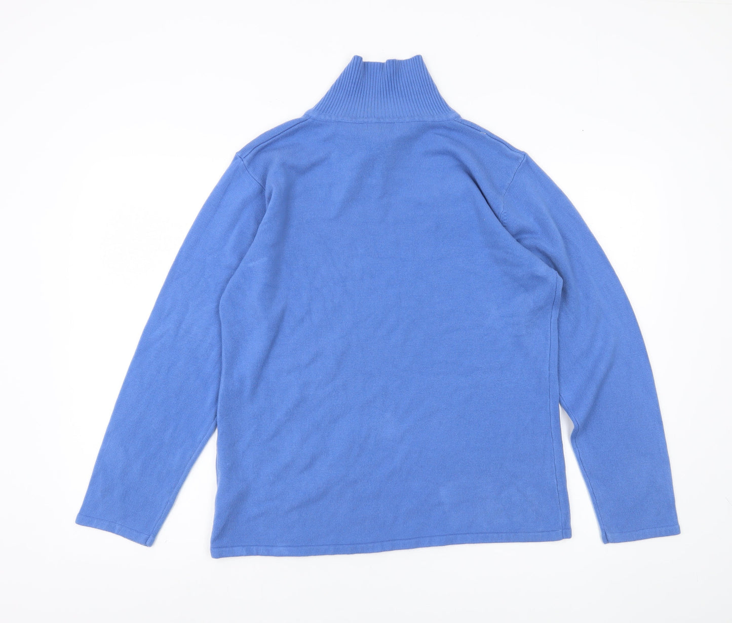 Dixie Womens Blue Roll Neck Floral Embroidered Jumper L