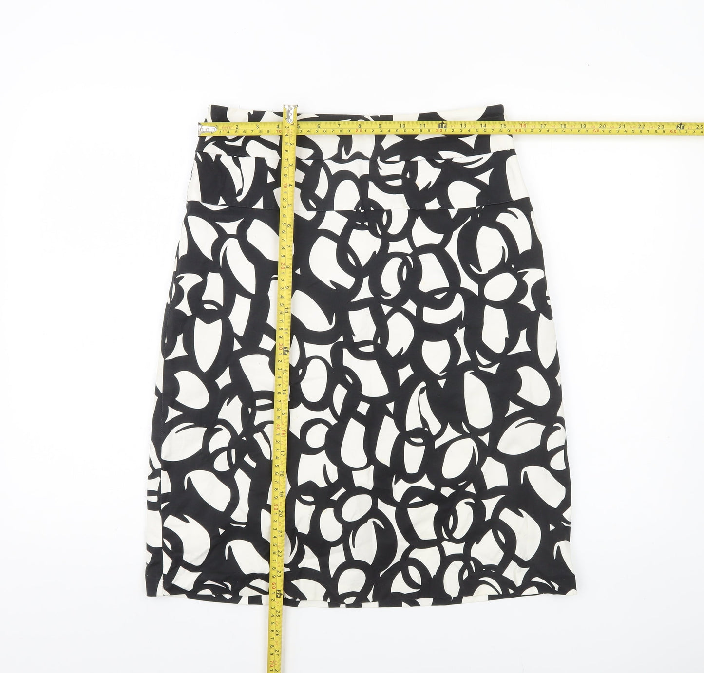 Simon Jeffery Women Black White Geometric Pencil Skirt Size 12