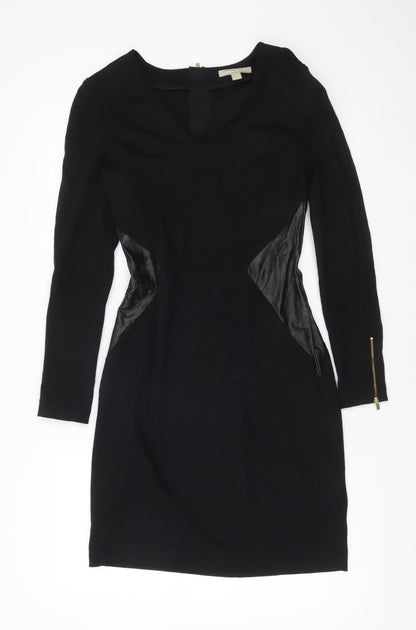 Banana Republic Women’s Black Sheath Dress Size 2 Long Sleeve V-Neck