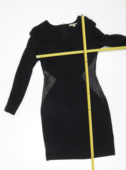 Banana Republic Women’s Black Sheath Dress Size 2 Long Sleeve V-Neck