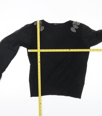 Roman Women’s Black Beaded Pullover Jumper Size 16 Long Sleeve