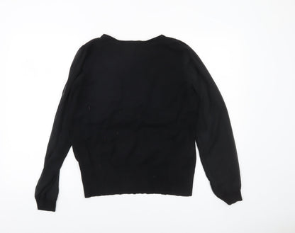Roman Women’s Black Beaded Pullover Jumper Size 16 Long Sleeve