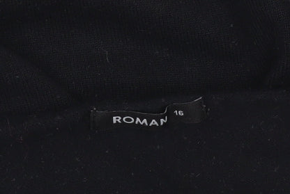 Roman Women’s Black Beaded Pullover Jumper Size 16 Long Sleeve