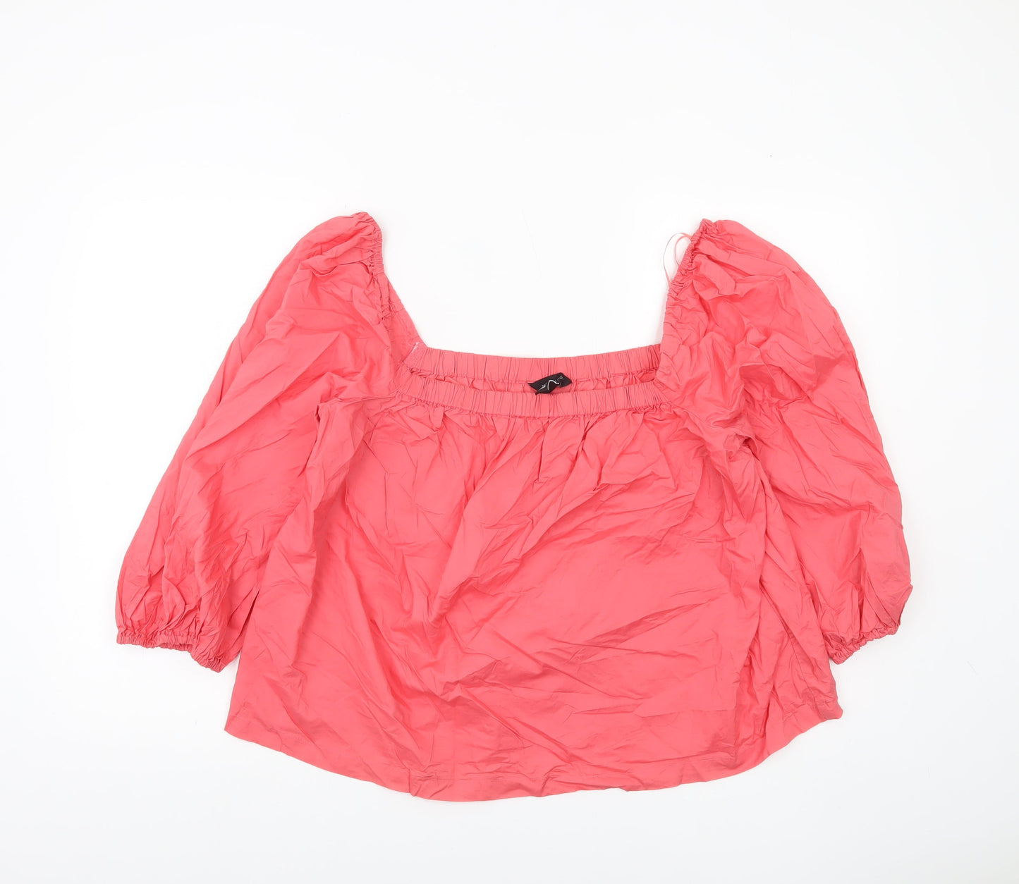 New Look Women’s Pink Cotton Peasant Blouse Size 18 Puff Sleeve