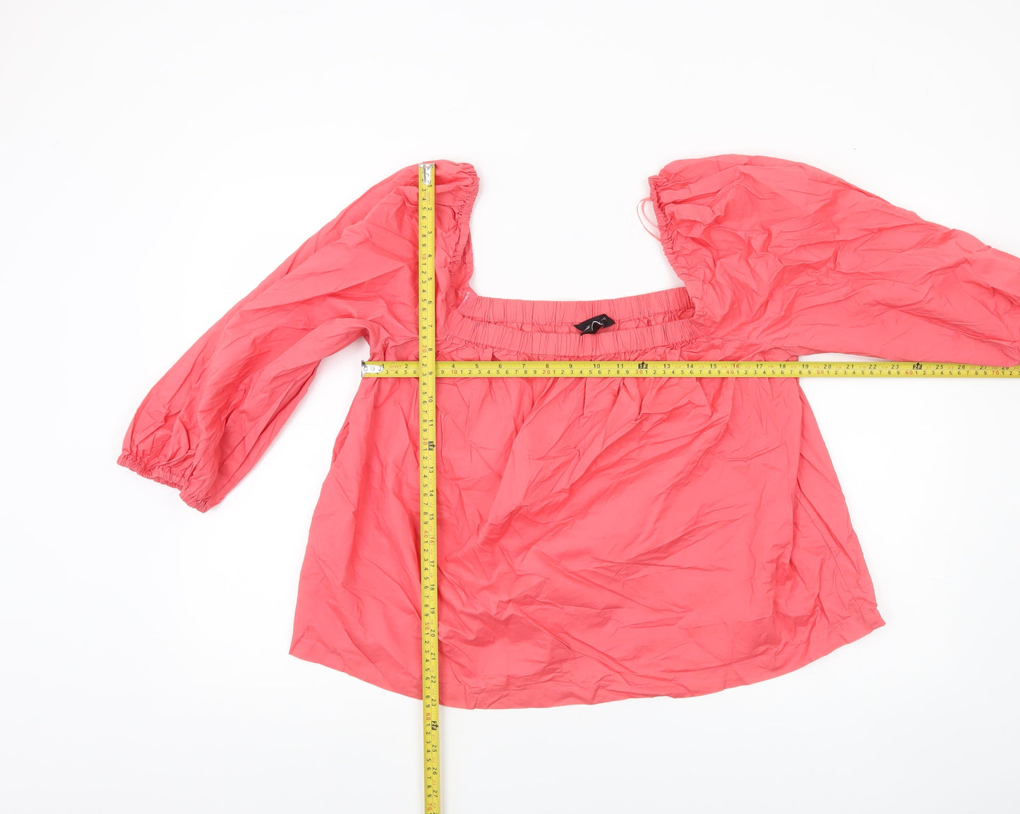 New Look Women’s Pink Cotton Peasant Blouse Size 18 Puff Sleeve