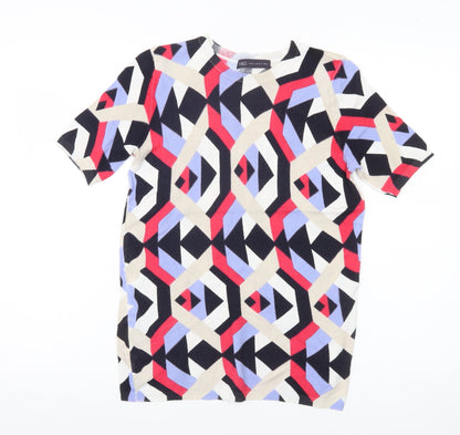 Marks and Spencer Womens Multicoloured Geometric Jumper UK 10 Short Sleeve