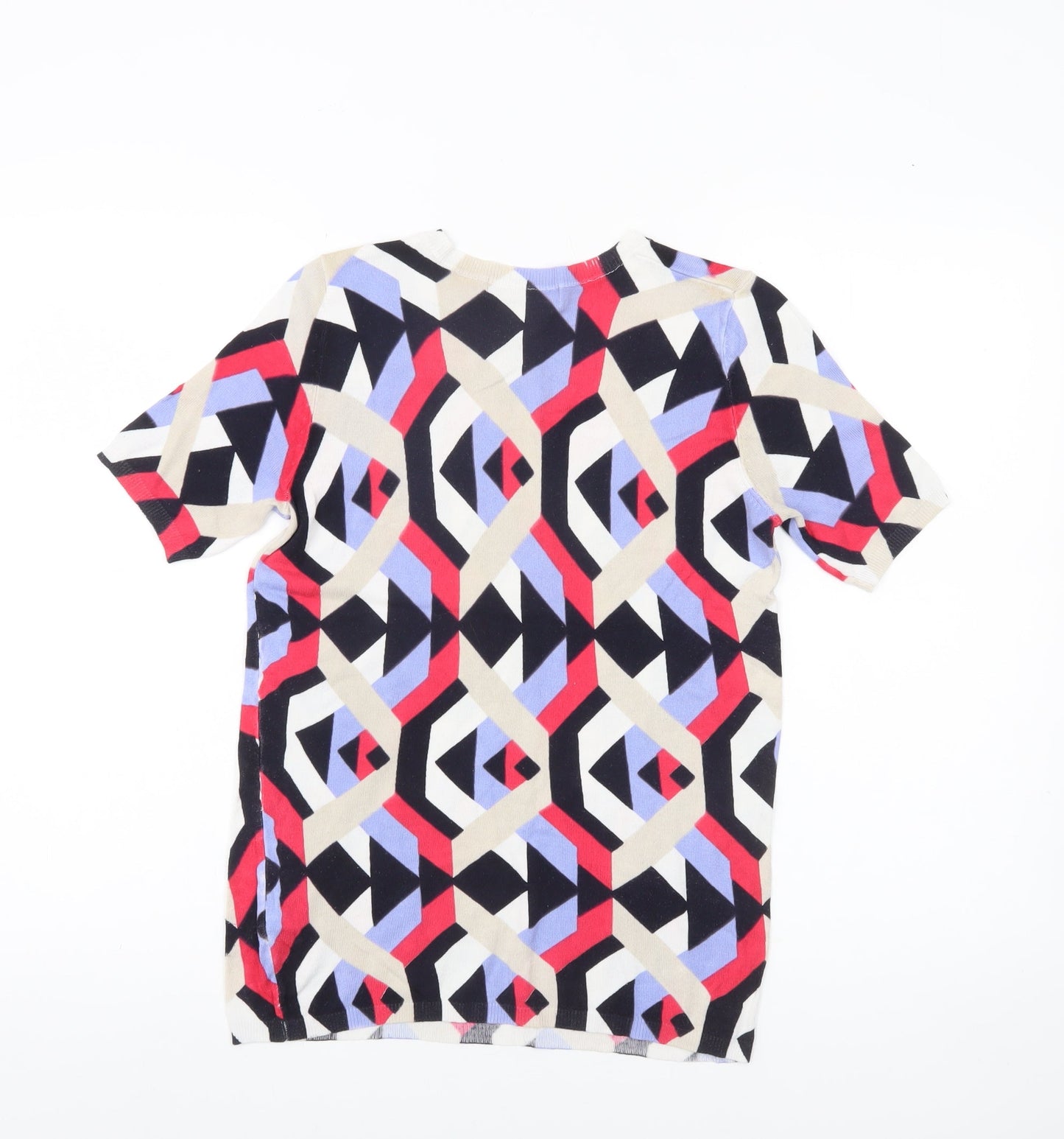 Marks and Spencer Womens Multicoloured Geometric Jumper UK 10 Short Sleeve