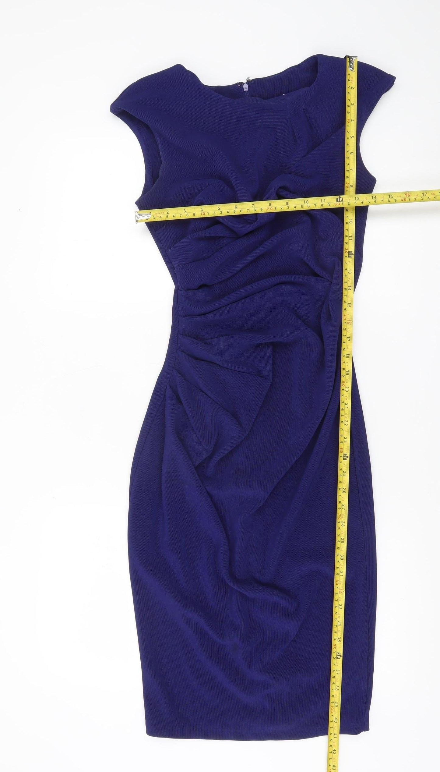 Diva Catwalk Women’s Blue Ruched Sheath Knee Length Dress M