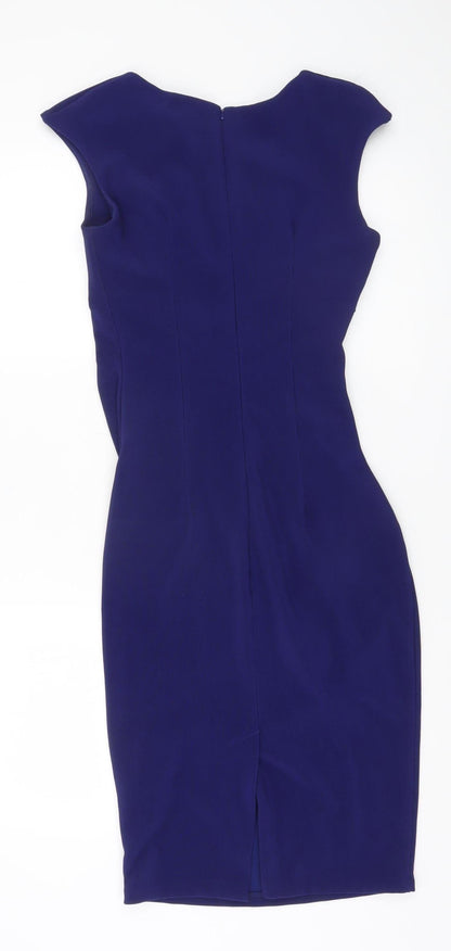 Diva Catwalk Women’s Blue Ruched Sheath Knee Length Dress M