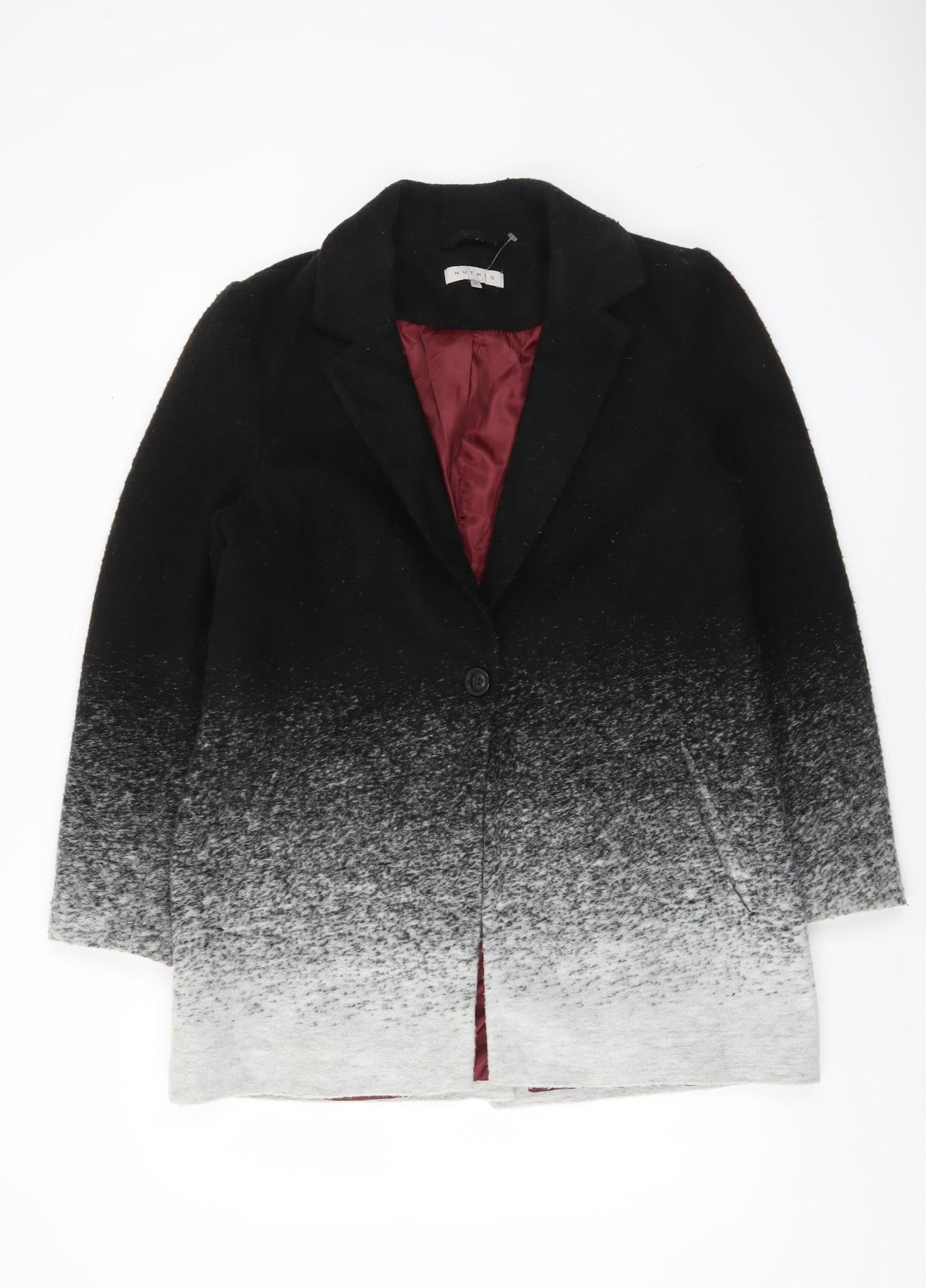 Nutmeg Womens Black Grey Ombre Mid-Length Coat Size 12