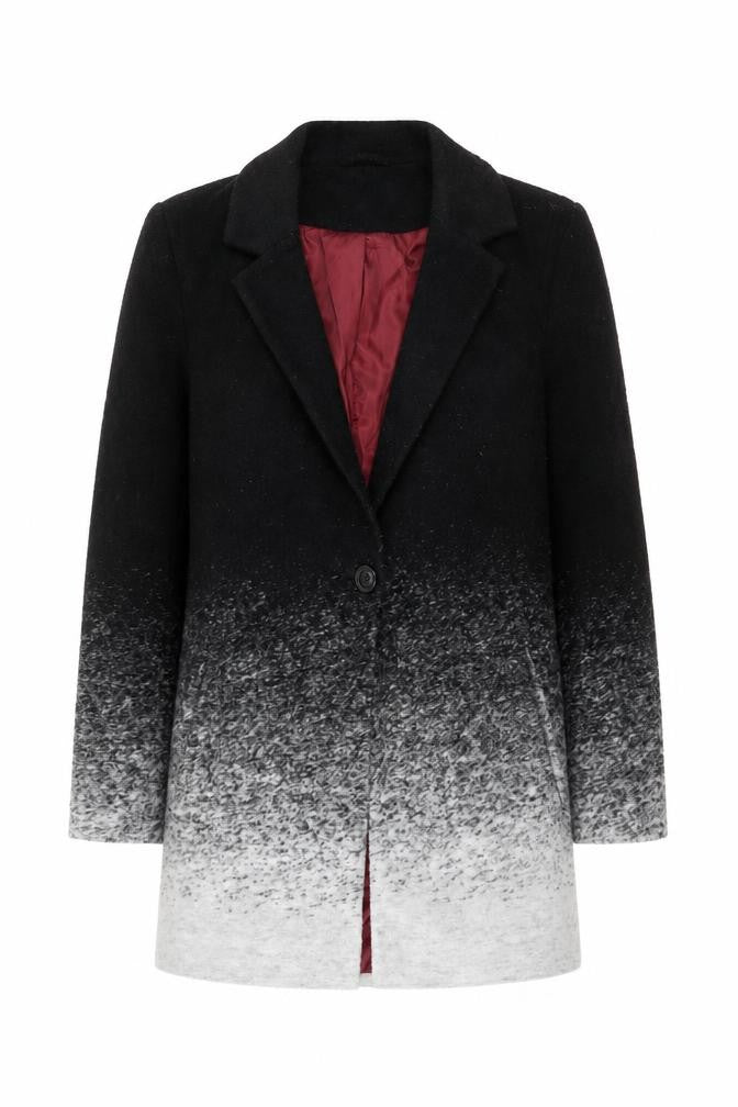 Nutmeg Womens Black Grey Ombre Mid-Length Coat Size 12
