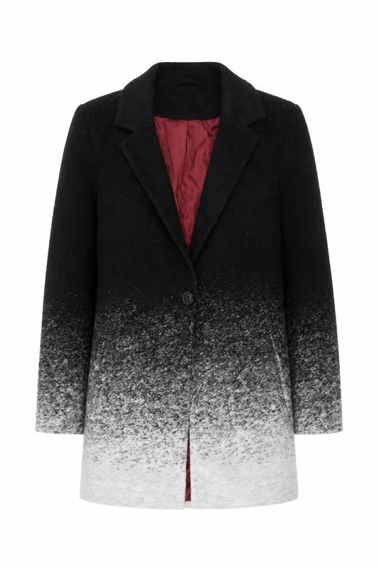 Nutmeg Womens Black Grey Ombre Mid-Length Coat Size 12
