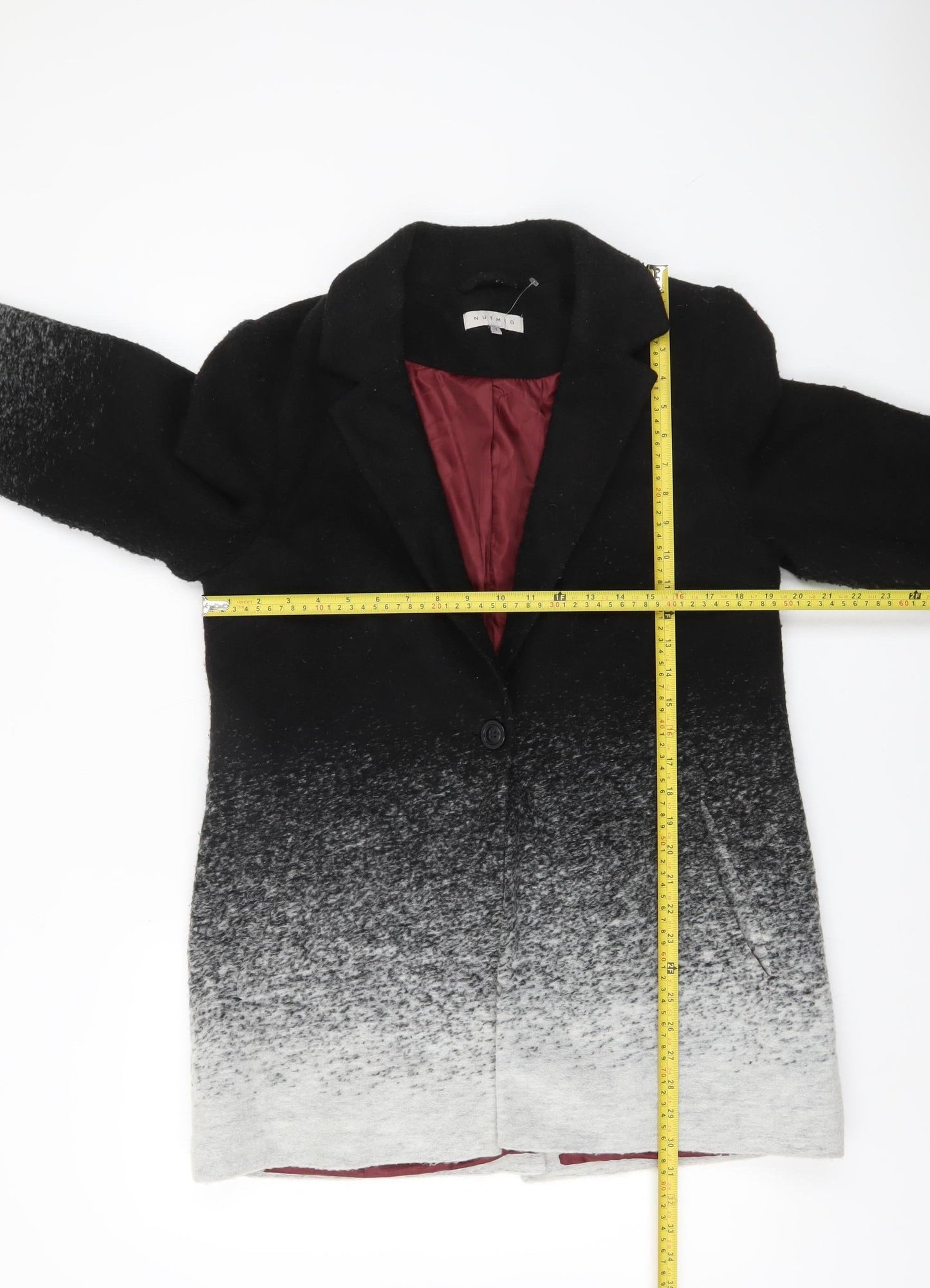 Nutmeg Womens Black Grey Ombre Mid-Length Coat Size 12