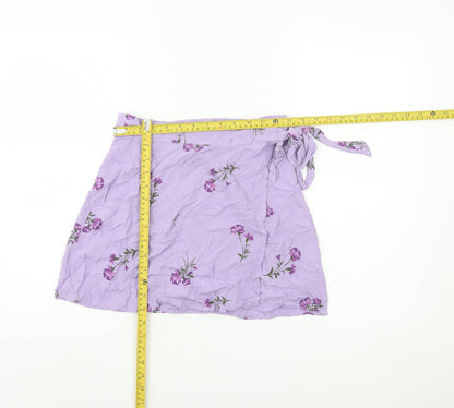 BP. Women’s Purple Floral Wrap Short Skirt XS Viscose Summer