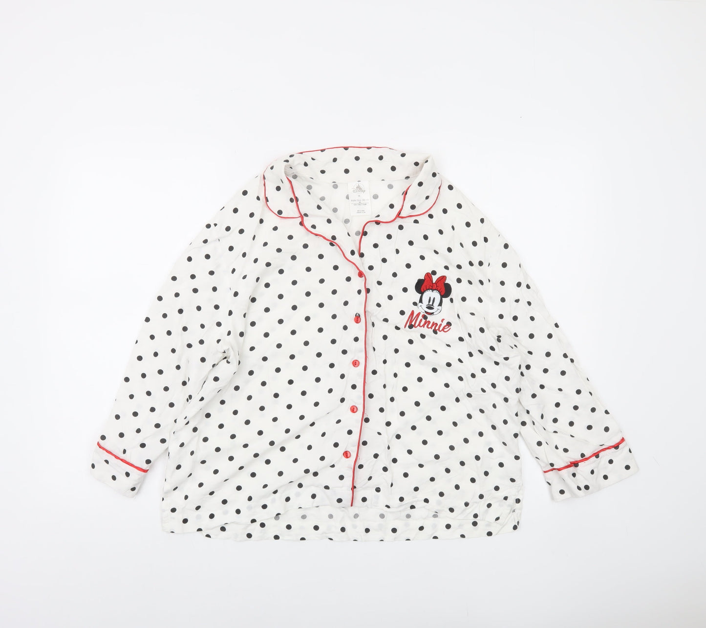 Disney Women’s White Polka Dot Minnie Mouse Pyjama Top XL