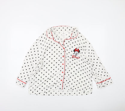 Disney Women’s White Polka Dot Minnie Mouse Pyjama Top XL
