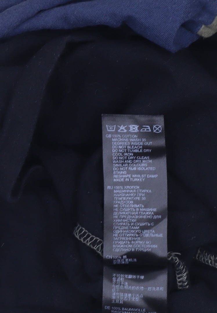 Reiss Men’s L Colourblock Green Blue Black Cotton Crew Neck T-Shirt