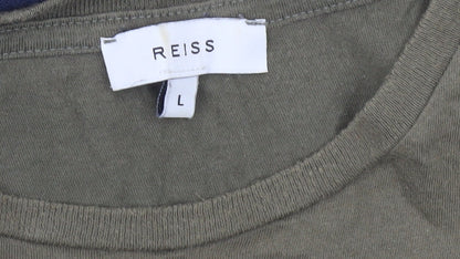 Reiss Men’s L Colourblock Green Blue Black Cotton Crew Neck T-Shirt